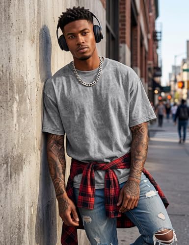 Image of Arssm Men Oversized T Shirts Vintage Tee Loose Fit Short Sleeve Casual Streetwear Baggy Washed Unisex Tops