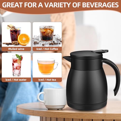 Image of Norme 2 Pcs Thermal Coffee Carafe Insulated Stainless Steel Coffee Carafe for Hot Liquid Vacuum Thermal Pot Creamer Pitcher Dispenser with Brushes Keeping Hot Water Milk (Black,17 oz)