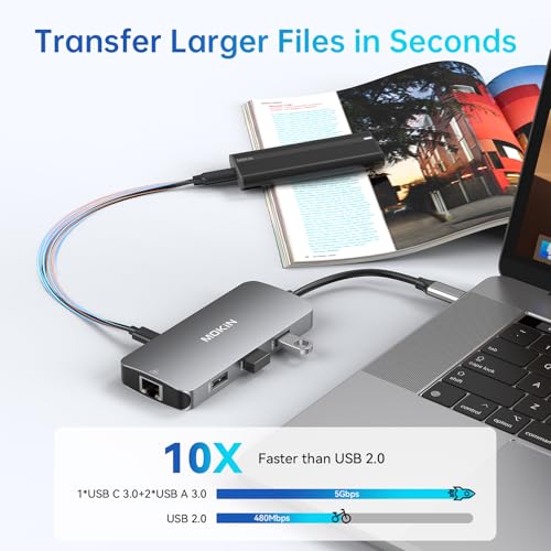 Image of USB C Adapters for MacBook Pro /Air,Mac Dongle with 3 USB Port,USB C to HDMI, USB C to RJ45 Ethernet,MOKiN 9 in 1 USB C to HDMI Adapter,100W PD Charging, USBC to SD /TF Card Reader USB C Hub
