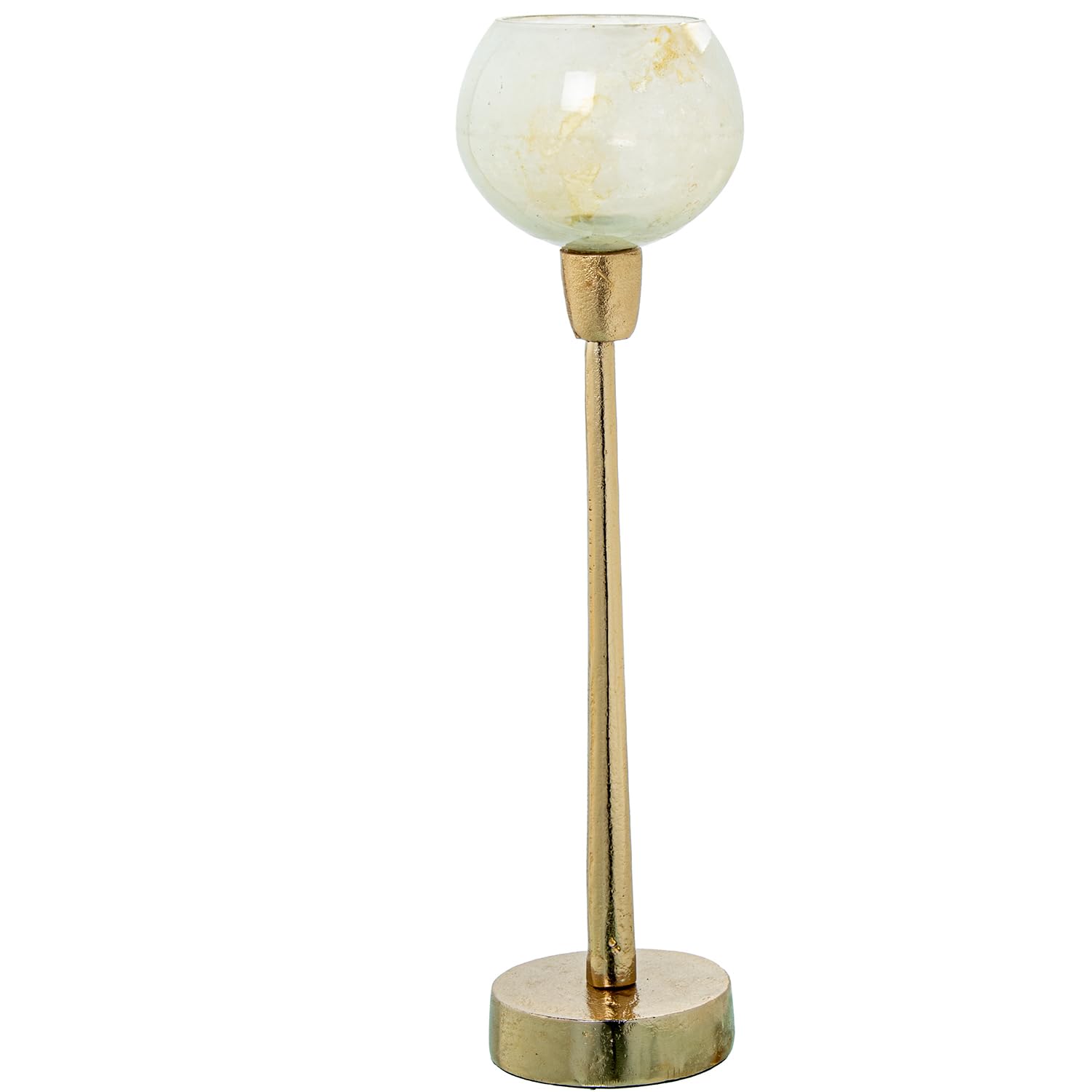 Portavela de cristal y aluminio dorado 10x44cm pour une decoration de table elegant