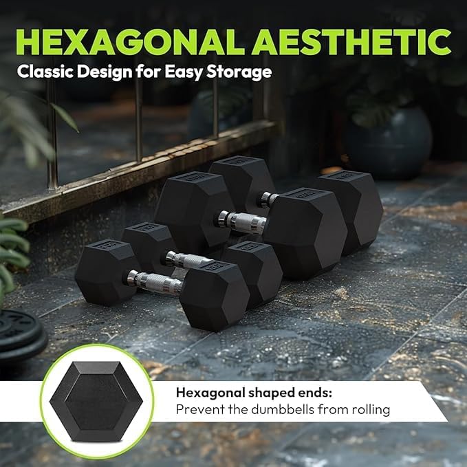 Image of PRIANJAL Hexa Dumbbell Set For Men&Women Professional Exercise Hex Dumbbells For Full Body Workout,Upper&Lower Body Strength Training,Home Gym Exercise (Black, 20 Kg Hexa (10 KG x 2))