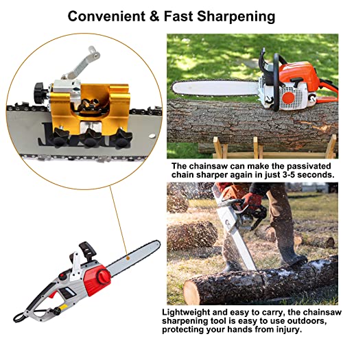 MEEYI KettensäGe SchäRfgerät, Zahnschärfer Kettensägenschärfer Kit Chainsaw Chain Sharpening Jig Mit 3 Schleifköpfen… – Bild 4
