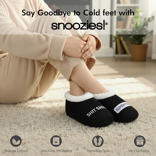 Image of Snoozies Slipper Socks -Funny Quote House Slippers for Women, Non-Slip Fuzzy