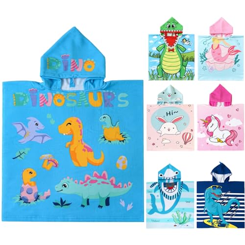 Image of NovForth Kids Beach Towel for Boys Girls, Hooded Bath Towel Wrap, Toddler Pool Towel with Hood