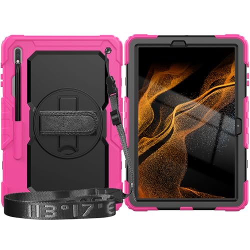 Coque Samsung Galaxy Tab S8 Plus rotative avec bandoulière pour travailler en mouvement