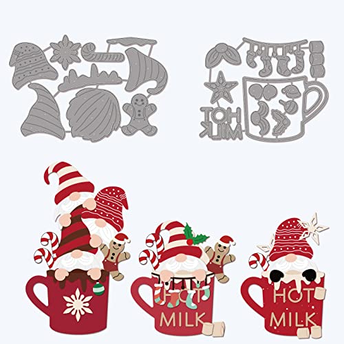 GLOBLELAND Christmas Gnome Cup Cutting Dies Metal Christmas Santa Dwarf Snowflake Die Cuts Template for Paper Card Making Decoration DIY Scrapbooking Album Craft Decor