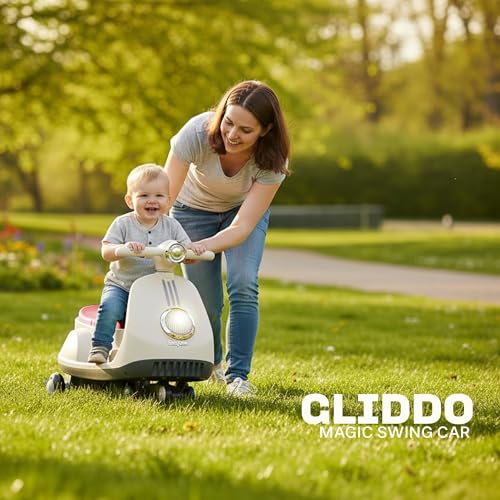Image of Baybee Gliddo Baby Swing Car for Kids with LED Lights & Music | 360 Steering Twister Push Ride On with Wide Seat, Storage & Smooth Glide | Wiggle Magic Car for Boys & Girls Aged 3+ Years (Sandal)