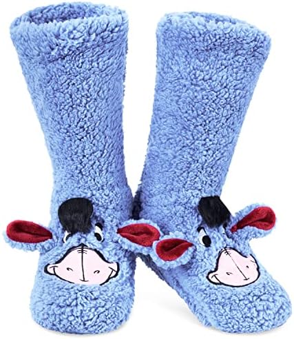 Disney Fluffy Slipper Socks for Women, Minnie Mickey Stitch Gifts