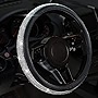 Banseko Diamond Leather Steering Wheel Cover, Bling Crystal Rhinestones Steering Wheel Cover, Universal Fits 15 Inch Car Wheel Protector for Girls Women (Black)