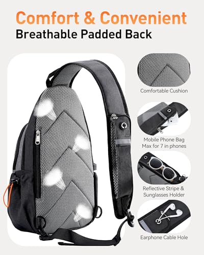 Bolso tipo sling para hombre y mujer, gris miniatura 4