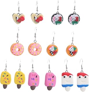 7 Pares De Brincos De Sorvete Brincos Femininos Clipes De Orelha Brincos Postais Para Mulheres Brincos Femininos Brincos Pendurados Joias De Orelha Lindos Brincos Pingente