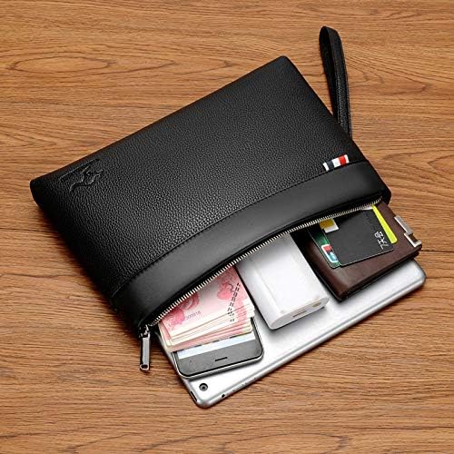 LinJie Men's Clutch bag PU Solid Color Fashion Multifunctional bag Large-Capacity Soft Leather Bag For Men- Baguette Bags حقيبه يد رجالي