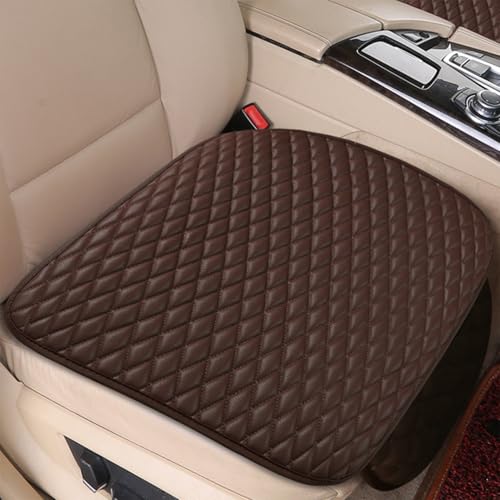 Image of Hicle Premium Car Seat Cushion Set - 3 Piece Anti-Slip PU Leather Seat Covers for Front & Rear Seats - Universal Fit (Dark Brown)