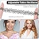 JIEYAO 23 Stück Choker Halskette Set, Stretch Tattoo Kette Elastische Halsband 17x Choker Gothic 3x Armbänder Schwarz 3x Ringe Bunte Neon Choker Kette 90er Jahre Accessoires für Mädchen Damen Kinder