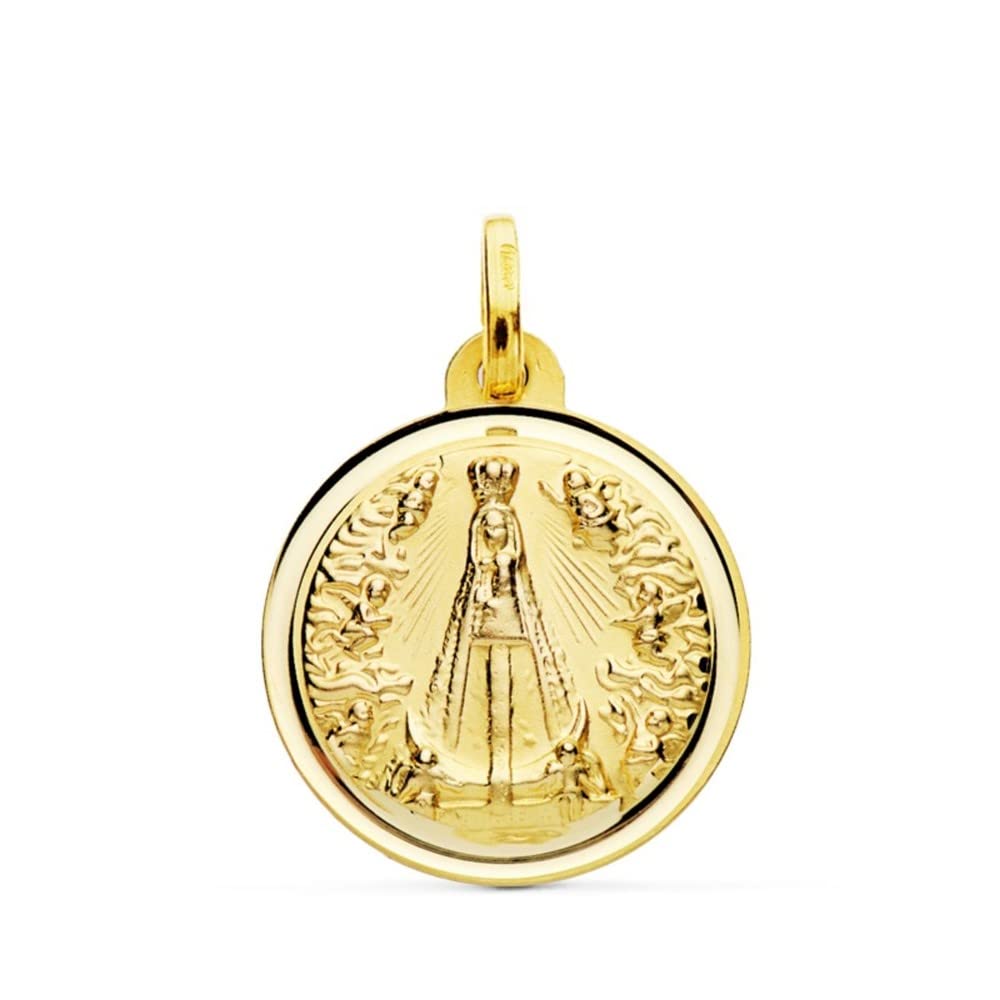 Vierge Ntra. Madame Mme De Begoña Médaille d'or 18K Unisexe 16 mm. Bezel lisse - personnalisable - enregistrement inclus dans le prix