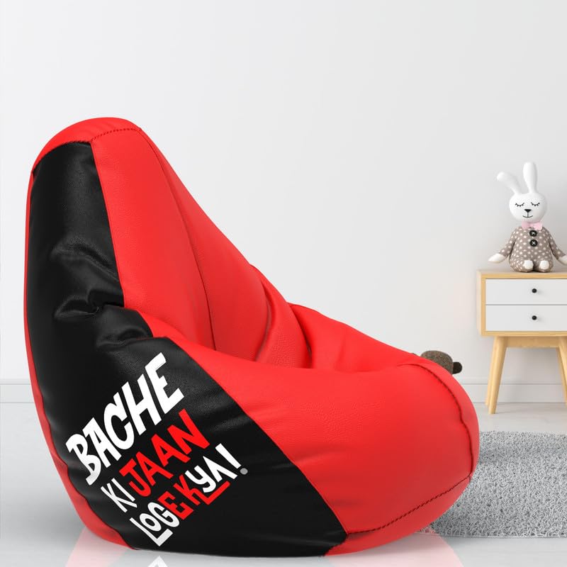 Biggie Bean Bag Cover 6XL- Official: Jack & Mayers Bean Bags - Max User Height : 6-6.5 Ft. - Weight : 99-110 Kgs(Model: Bache ki Jaan - Red Black)-image-26
