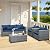 Lviden 4 Piece Wicker Patio Furniture Sets Outdoor Conversation Set PE Rattan Sectional Sofa Couch with Storage Table and Royal Blue Cushions