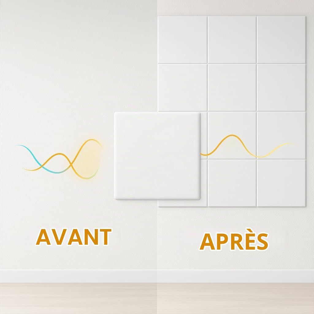 MatoSan® 30 Feuilles Panneau Acoustique Auto-Adhésif pour Isolation Acoustique Insonorisant Mur Haute Densité pour Mur Plafond Bois & Porte Panneaux Acoustiques Chambre Isoler Contre le Bruit