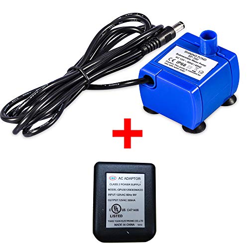 Pet Water Pump, Cat Water Fountains Pump Compatible Motor, for Pet Drinking Fountains Cat Water Dispenser Replacement with US Power Adapter (With Power Adapter)
