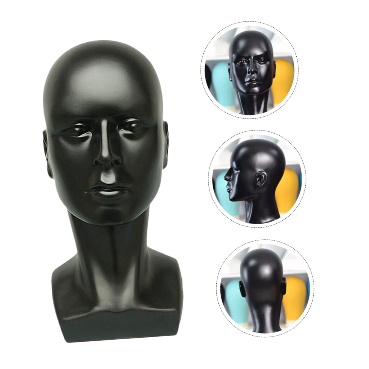 Männlicher Mannequinkopf aus Abs Kunststoff, Schwarz für Präsentation