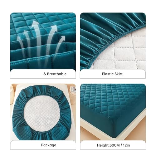 Protège-matelas imperméable drap-housse vert 180x200cm tissu aéré doux