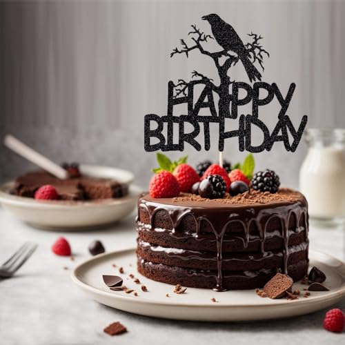 Crseniny Crow Happy Birthday Cake Topper