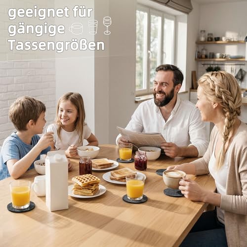 HELIMIAO Filz Untersetzer Gläser Rund, 5mm Extra Dicke Glasuntersetzer für Getränke, Waschbar Tischuntersetzer, Platzsets für Bar, Tassen, Vasen, Dunkelgrau 12 Stück