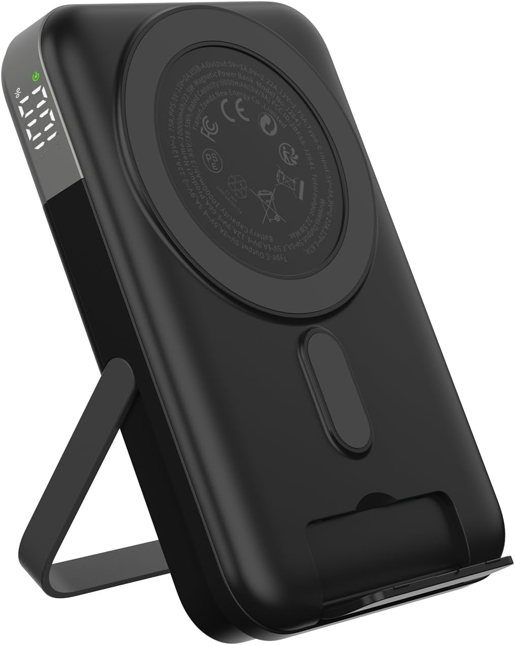 JUOVI Magnetic Power Bank 10,000mAh Wireless Portable Charger, 22.5W Battery Pack with LED Display Adjustable Dual-Foldable Stand Magsafe-Compatible for iPhone 16/15 Series Samsung AirPods