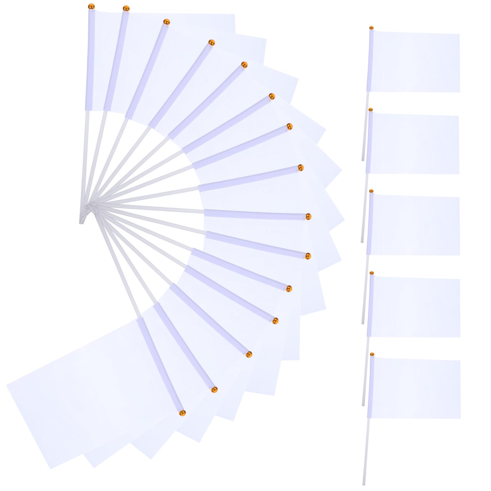 VICASKY 20pcs White Hand Cranked Flags for Racing Events Lightweight Portable Waving Banner for Referees Parties Sports and Community Gatherings