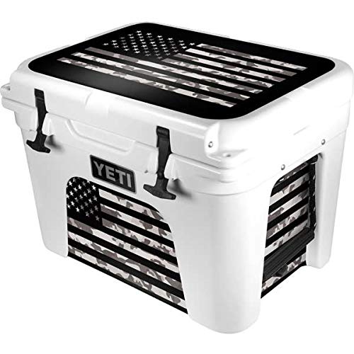 Skinit Decal Skin Compatible with YETI Tundra 35 Hard Cooler - Originally Designed Black and White Camo American Flag Design
