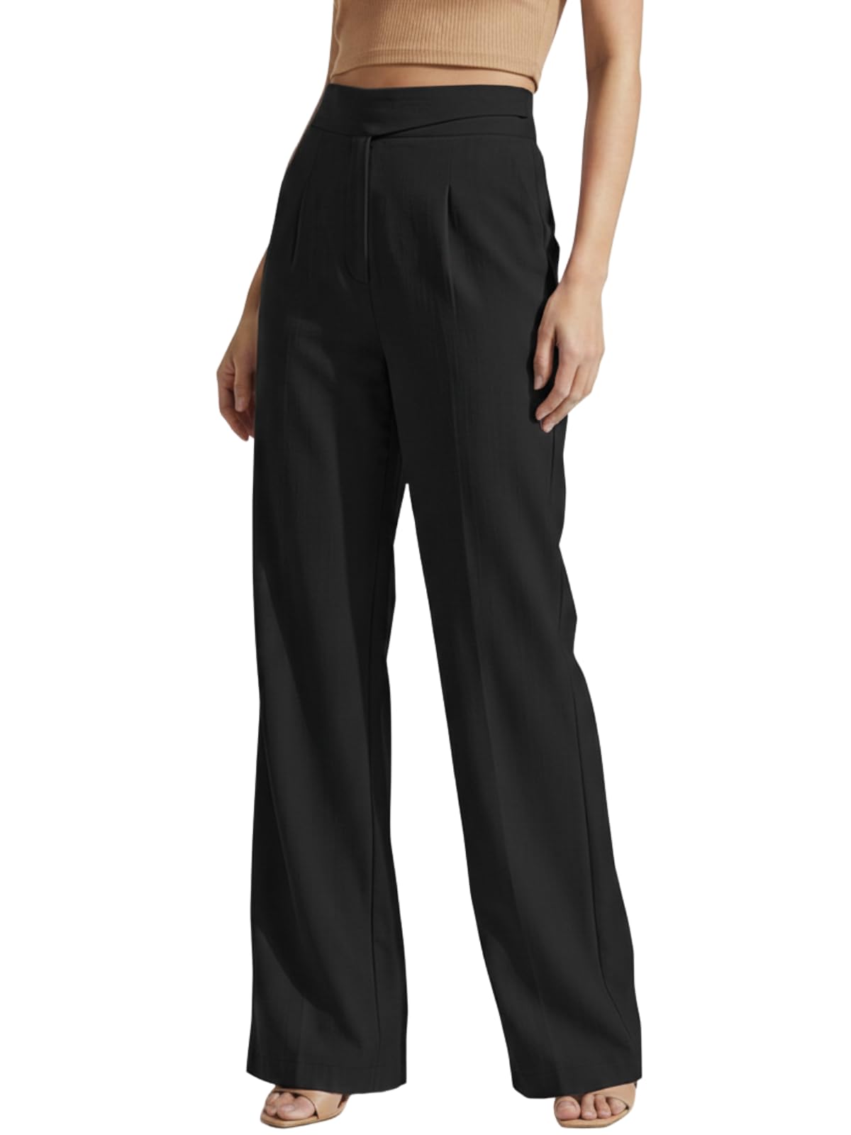 greciilooks Malai Cottage Ankle Length Women Casual Trousers | Regular Fit Trousers for Women | Button/Clip Pants for Woman | Woman Trouser Pant-picture-6