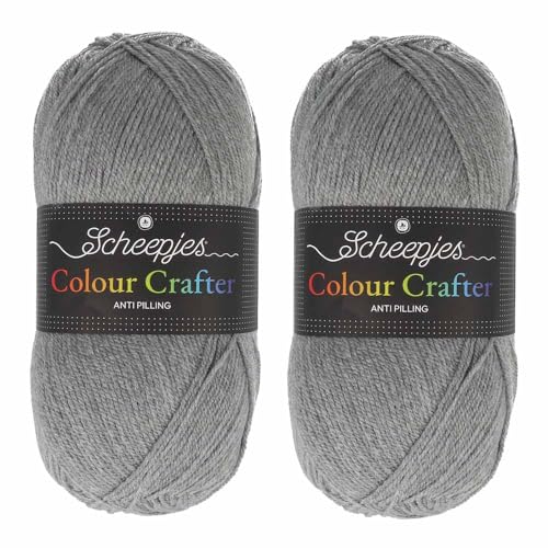 Scheepjes Colour Crafter de 2x150g en gris para tejer mantas de sofá cómodas 3