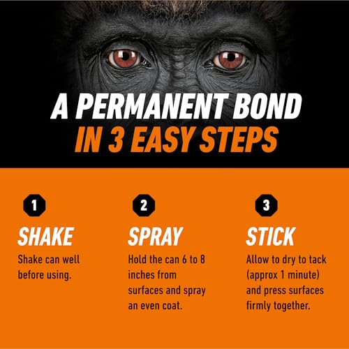 Gorilla Heavy Duty Spray Adhesive, Multi Purpose & Repositionable, Clear, 14 oz (Pack of 1) Bonds Paper, Cardboard, Foam, Fabric, Photo Safe, Non-Yellowing, Indoor & Outdoor - image 3