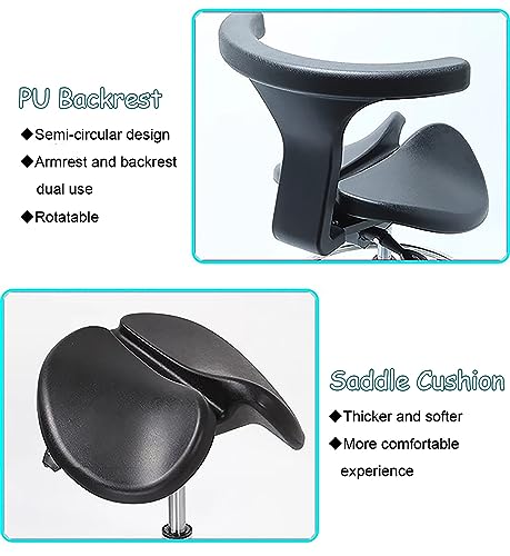 TUJOBA Saddle Chair Split Seat Saddle Rolling Chair with Footrest, Tiltable Back Support Swivel Stools PU Leather, Clinic/Pharmacy/Lab/Spa Ergonomic Stool (Size : 60-86cm (23 5/8-33 7/8")) - Image 5