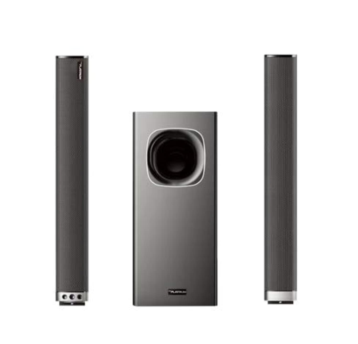 THE PLATINUM KARAOKE PTSB-M50 120W Sound Bar with 2 Tower Speakers and Subwoofer, Bluetooth, Modern Style, EQ Presets (Music, News, Movie, 3D)