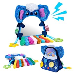 Tummy Time Mirror Infant Toys,Purple Koala Baby Mirror Toy with Teethers Newborn Tummy Time Toys Foldable Floor Mirror High Contrast Baby Toys Sensory Development Montessori Activity Babies Gifts