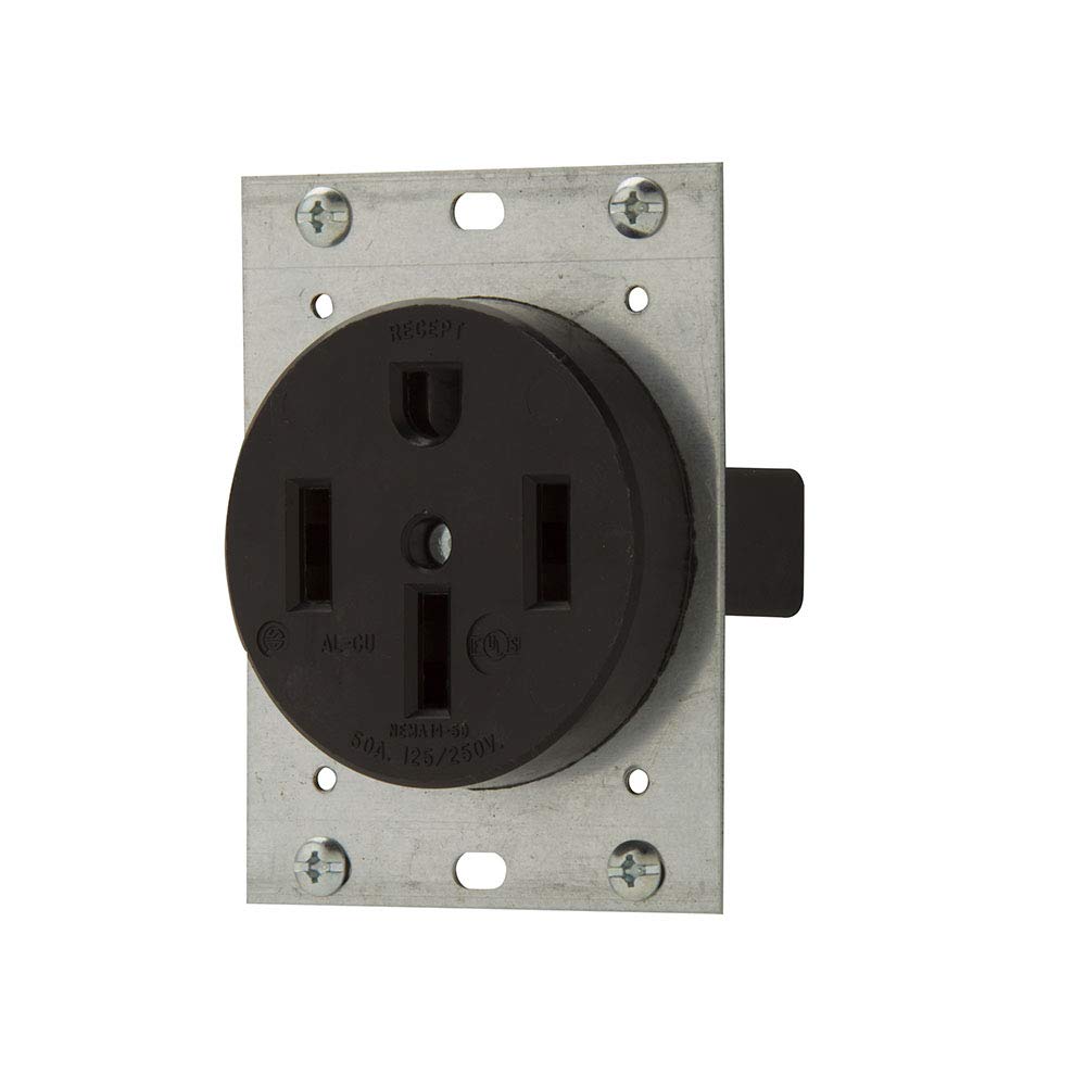Flush Mount 50A 125/250V Power Receptacle, Black