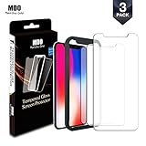 (3-Pack) iPhone X Screen Protector for Apple iPhone X/10 (2017), Tempered Glass, and Alignment Frame for Apple iPhone 10 [Easy Install and Case Friendly]