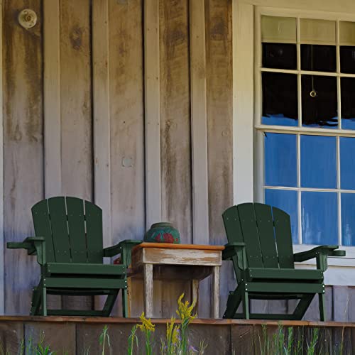 Yefu Adirondack Chair, Oversized Plastic Adirondack Chair Folding Outdoor Chairs With Cup Holder, Lawn Chair With Weather Resistant For Outside Deck Lawn Garden, Weight Capacity Up To 400 Lbs –Green #TOP6