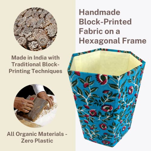 Waste Basket | Decorative Small Waste Basket | Cute Bedroom Trash Can | Colorful Trash Can (Aqua & Pink) #TOP5