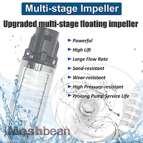 Submersible Well Pump 110V With Control Box, 4" Deep Well Pump 1.0 Hp 33 Gpm, 207' Head,100Ft Power Cord,Stainless Steel Well Pump #TOP4
