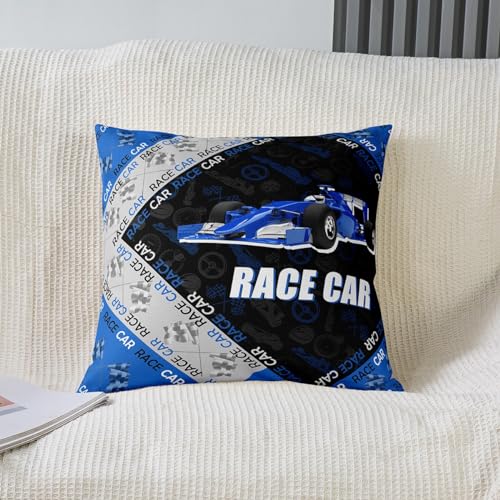 Race Car Reversible Throw Pillow Covers for Girls Boys Kids 16x16 Inch Speed Sports Car Pillow Covers Home Decorative Racing Car Blue Black Square Cushion Covers Set of 1 Extreme Sports - Image 2