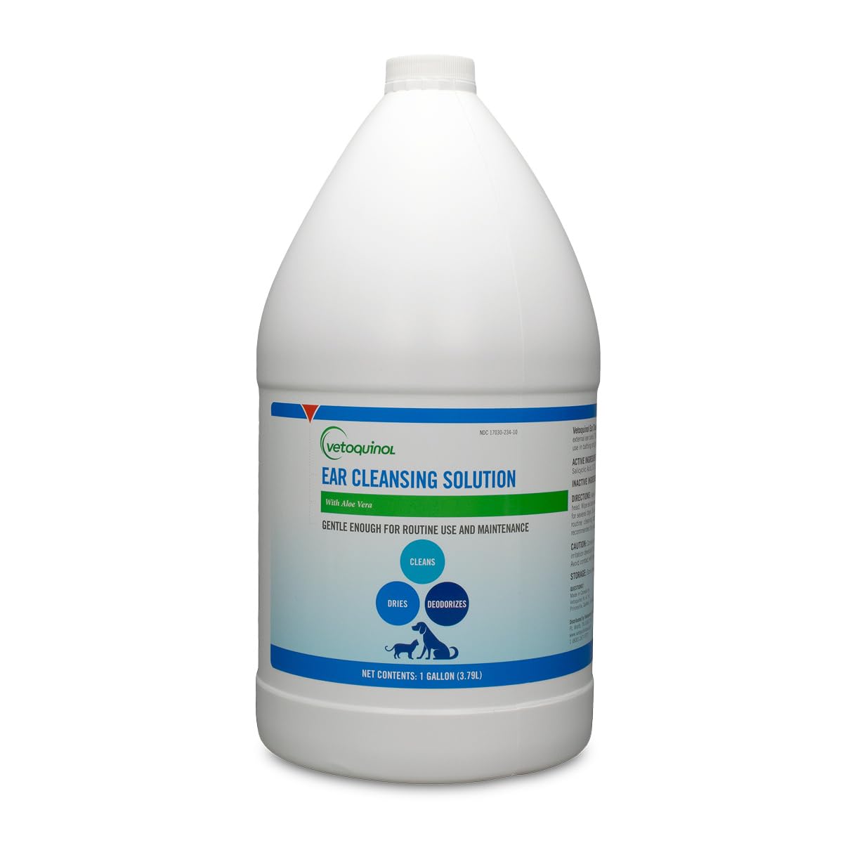 Vetoquinol Ear Cleansing Solution, Gentle Formula for Cats &amp; Dogs, 1 Gallon