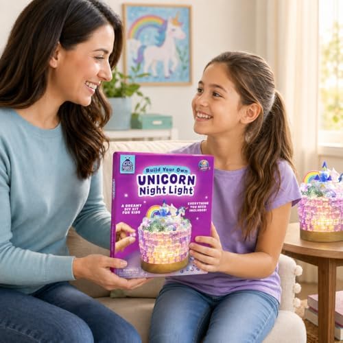 Make Your Own Unicorn Night Light for Girls - DIY Kit Kids Crafts Birthday Gift - Unicorn Gift Craft Kits for Girls Ages 8-12 - Gifts for Girl Ages 7 8 9 10-12, Crafts for 8-12 Year Old Girl - 1
