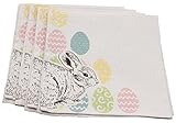 Xia Home Fashions Bunny Eggs Printed Easter Napkins, 20 by 20-Inch, Natural, Set of 4