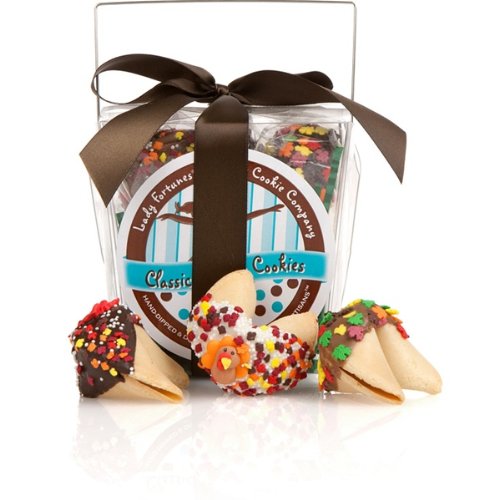 Lady Fortunes Take Out Pail of 6 Thansgiving Fortune Cookies (Only Chocolate)