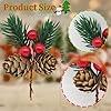 YGbridge Christmas Floral Picks, 30Pcs Pine Cone Holly Berry Stems for Crafts, Artificial Christmas Picks and Sprays, Red Berry Branches Greenery for Christmas Home Decor, Garland, Wreath (30) #1