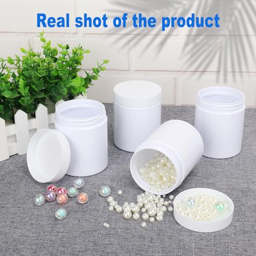 30 Packs 8.8oz (250 ml) Plastic White Jars with Lids, Cosmetic Containers jars with Wide-Mouth for slime, beads, rhinestones, sequins Cosmetics, Lotion, Cream, Ointments and More by KUKLIPJIM.4