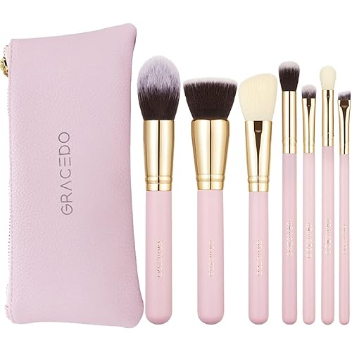 Makeup Brushes Set 7Pcs Professional Super Soft Cosmetic Brushes Portable Pink Makeup Brush Set for Foundation Blush Blending And Eyeshadow Makeup Tools