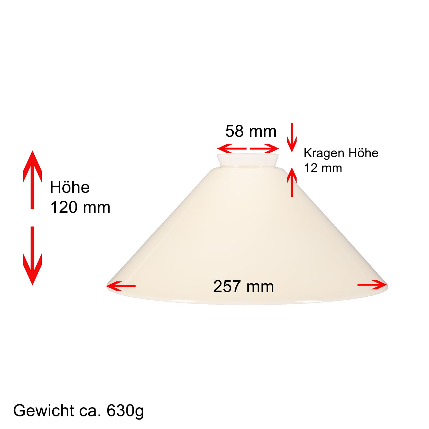 Schusterschirm Schusterglas Lampenglas Ø 257mm Beige glänzend Opalglas E27 Kragenrand 12mm